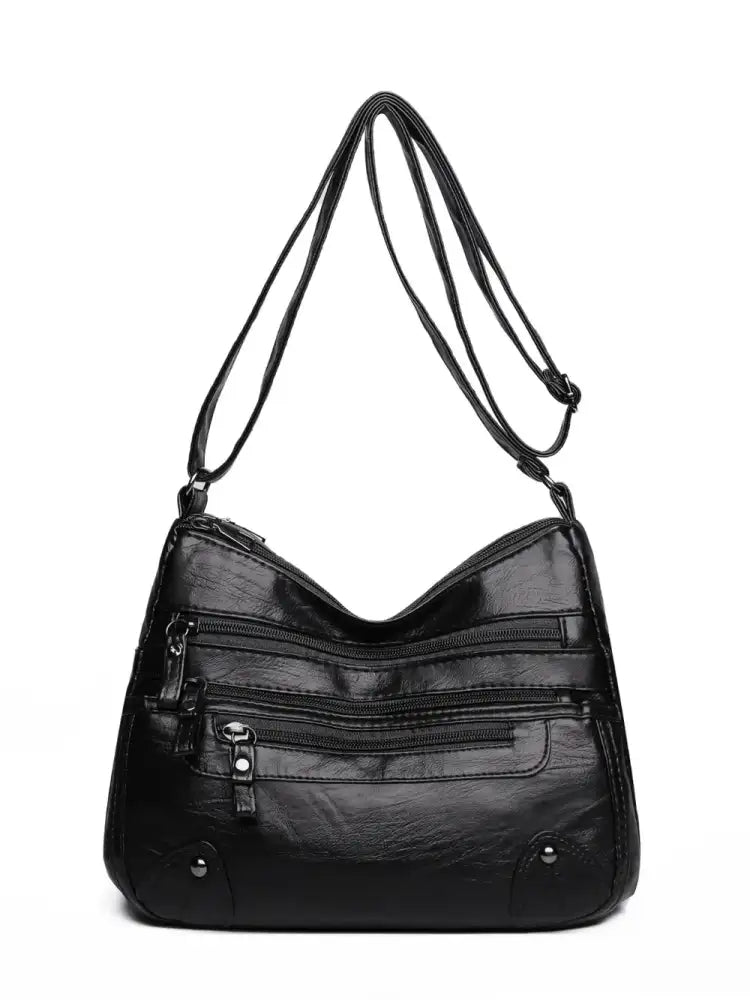 PU Leather Multi Pockets Shoulder Bag