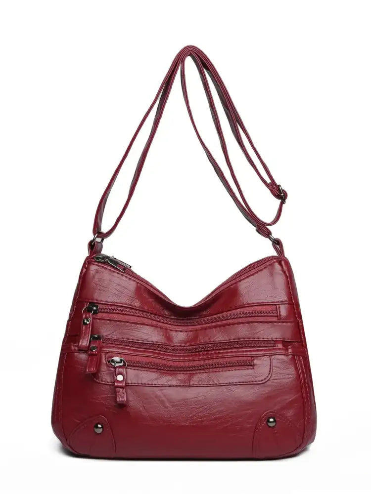 PU Leather Multi Pockets Shoulder Bag