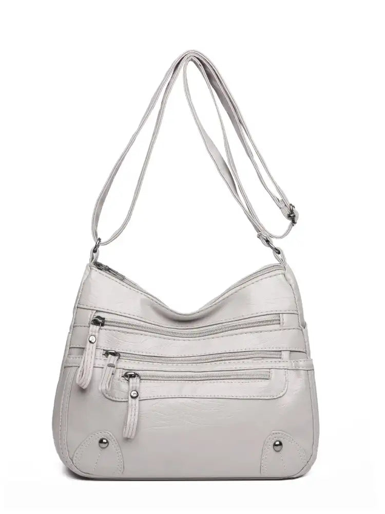 PU Leather Multi Pockets Shoulder Bag