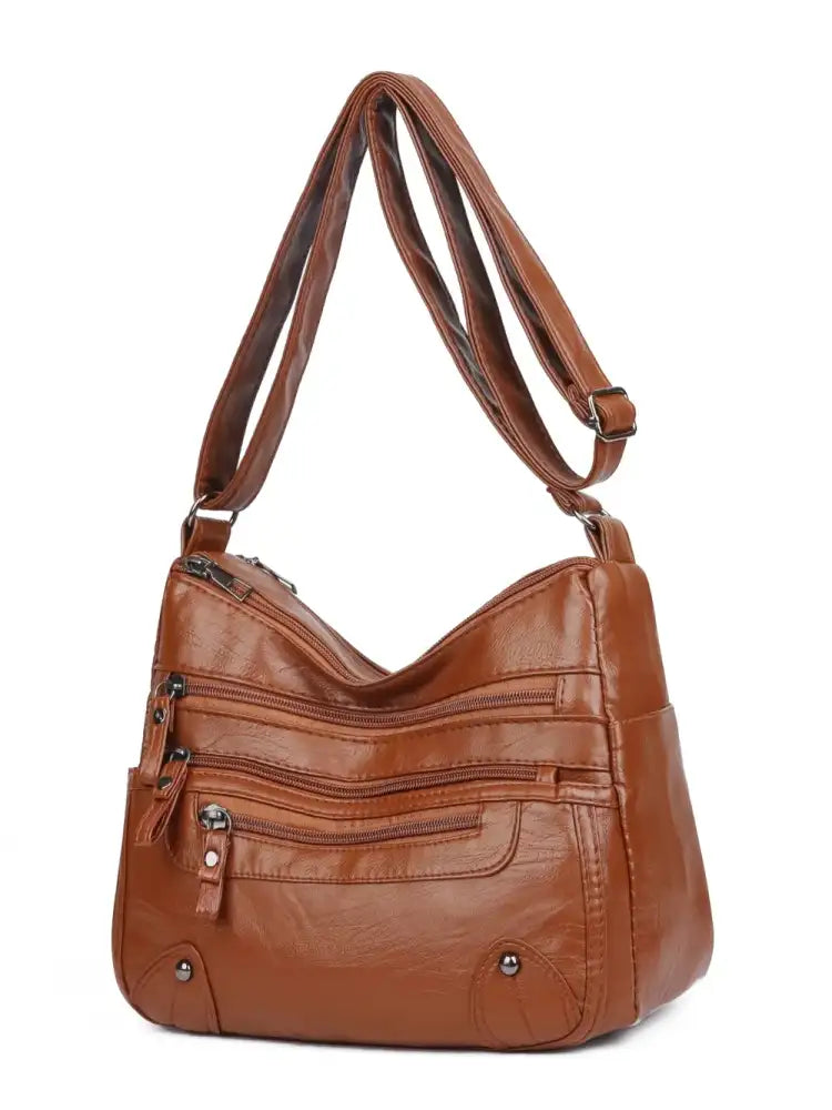 PU Leather Multi Pockets Shoulder Bag