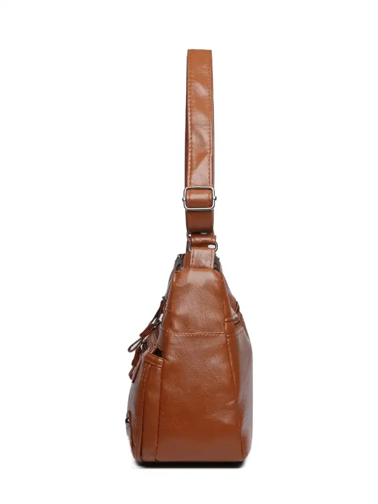 PU Leather Multi Pockets Shoulder Bag