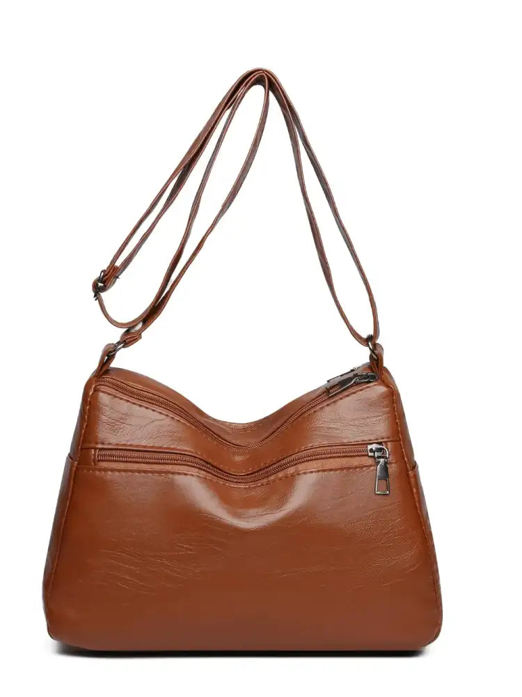 PU Leather Multi Pockets Shoulder Bag