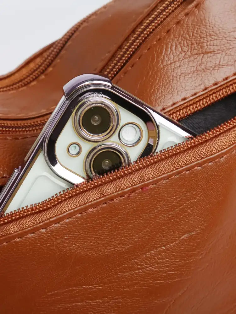 PU Leather Multi Pockets Shoulder Bag