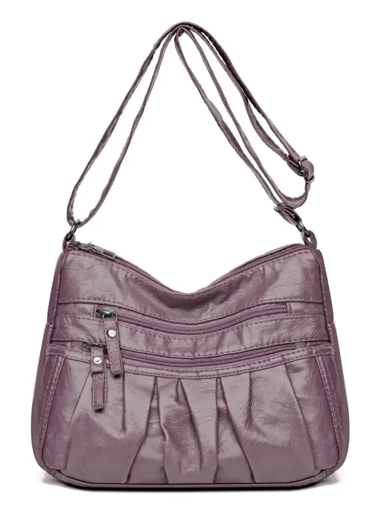 PU Leather Ruched Adjustable Strap Shoulder Bag