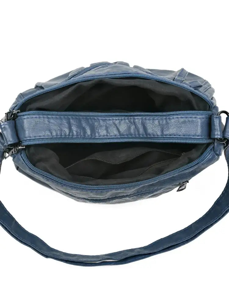 PU Leather Ruched Adjustable Strap Shoulder Bag