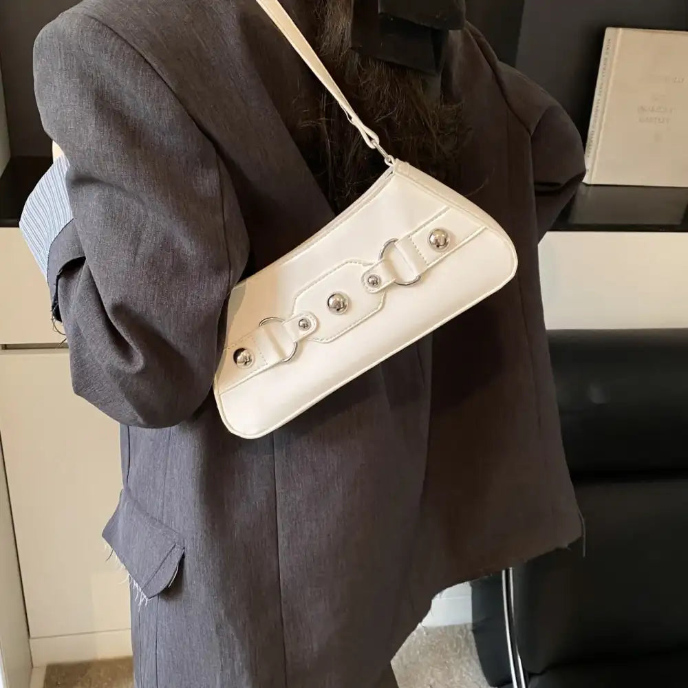 PU Leather Shoulder Bag with Buckle Details