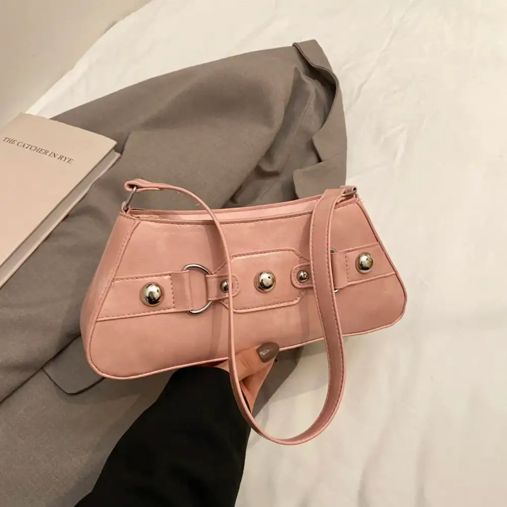 PU Leather Shoulder Bag with Buckle Details