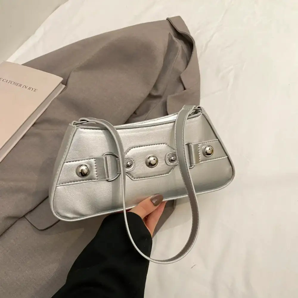 PU Leather Shoulder Bag with Buckle Details