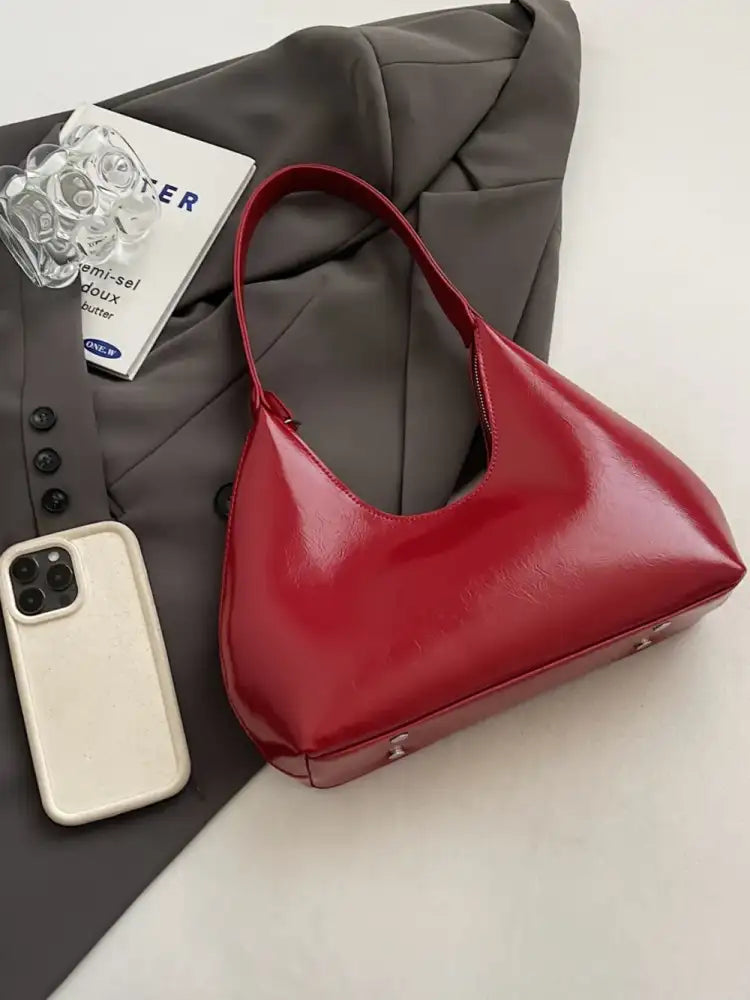 PU Leather Shoulder Bag with Zip
