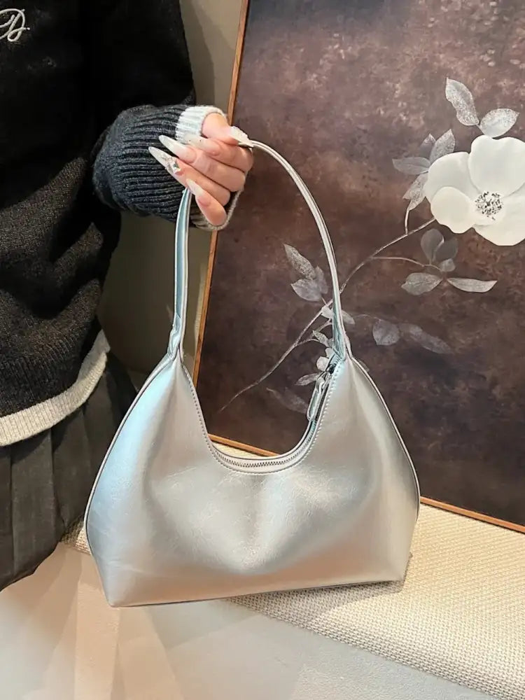 PU Leather Shoulder Bag with Zip