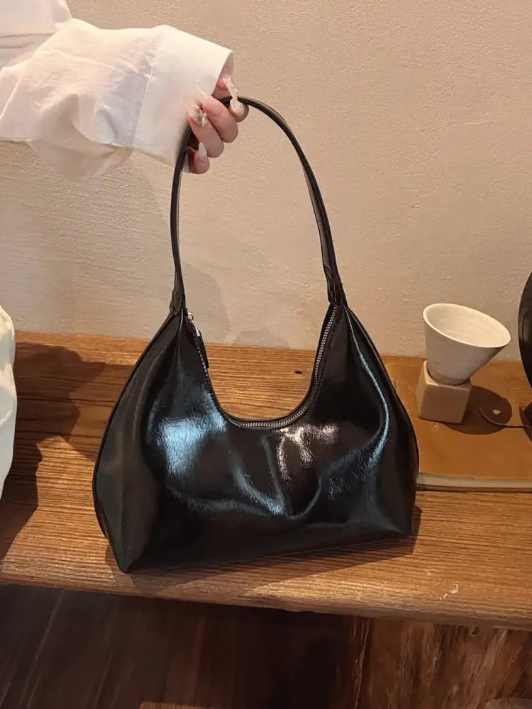 PU Leather Shoulder Bag with Zip