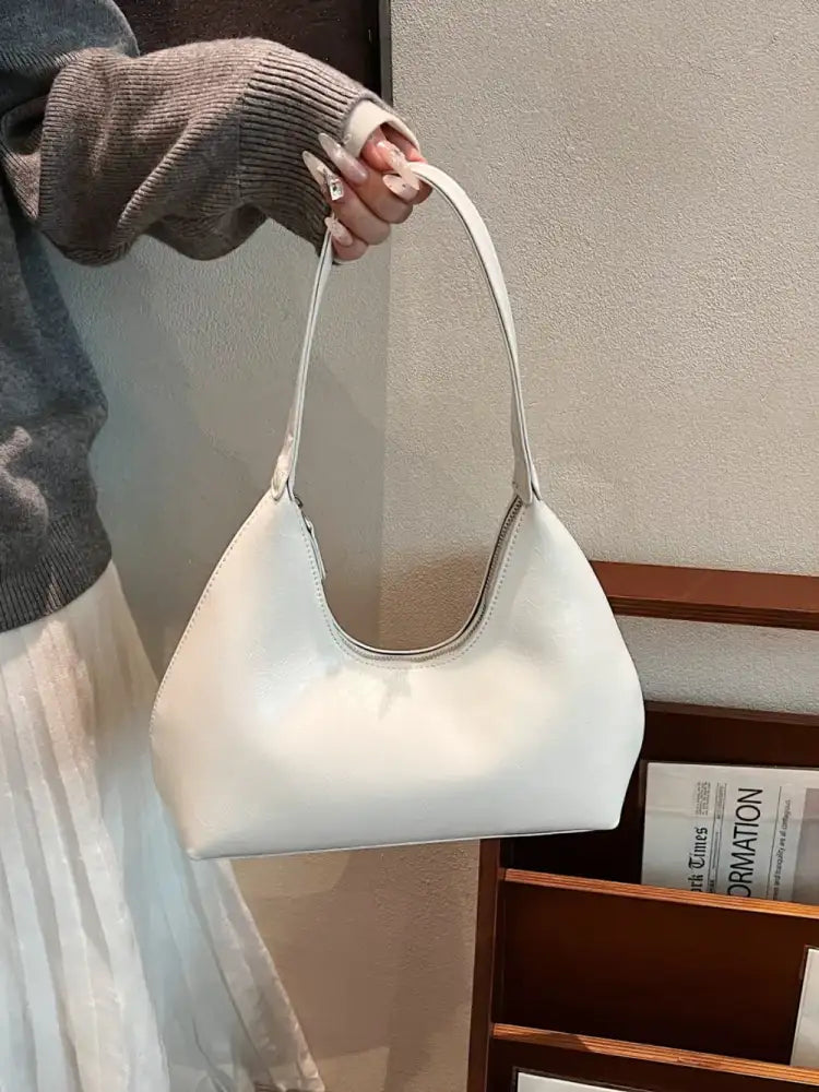 PU Leather Shoulder Bag with Zip