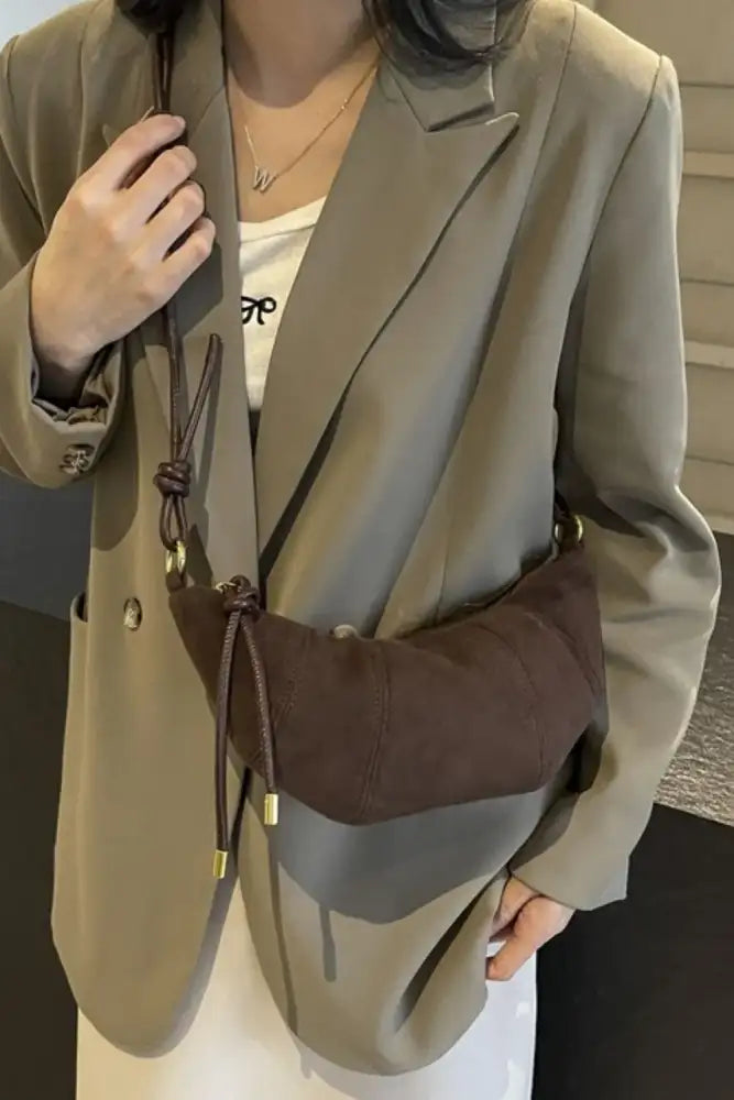 PU Leather Strap Suede Shoulder Bag