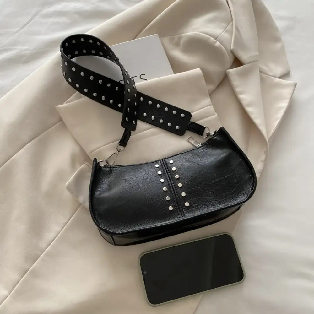 PU Leather Studded Shoulder Bag
