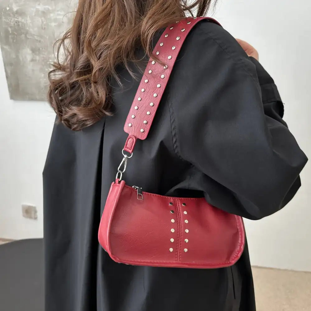 PU Leather Studded Shoulder Bag