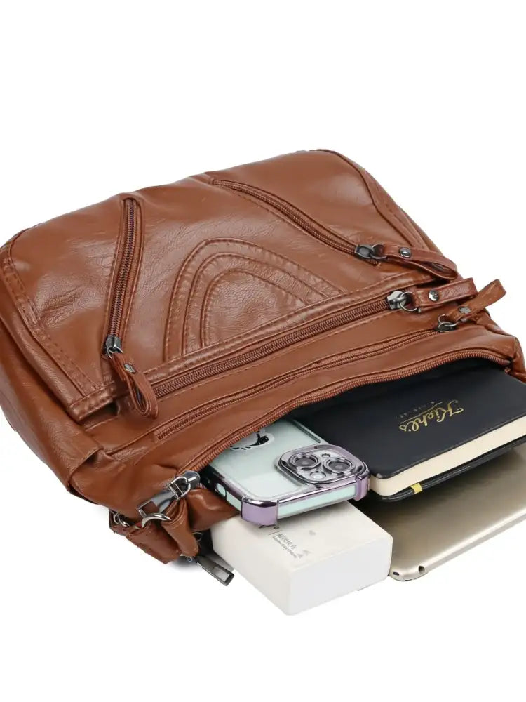 PU Multi-Compartment Crossbody Bag