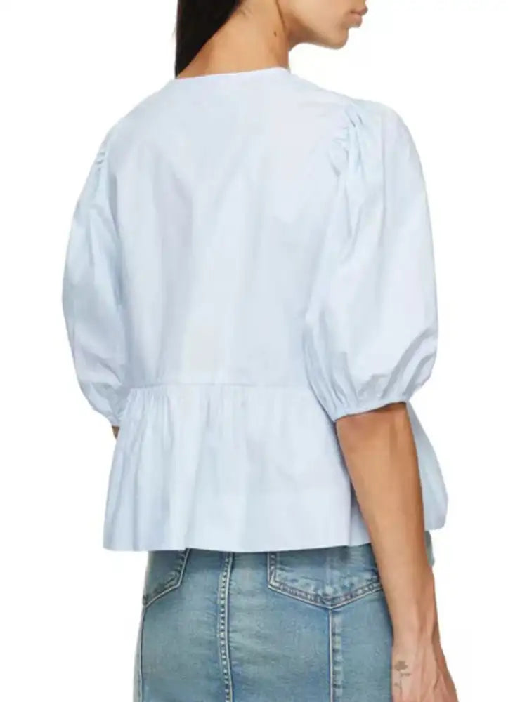 Puff Sleeve Bow Tie Blouse