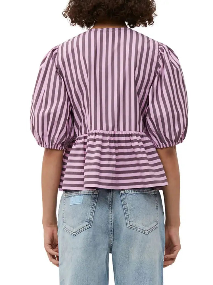 Puff Sleeve Bow Tie Blouse