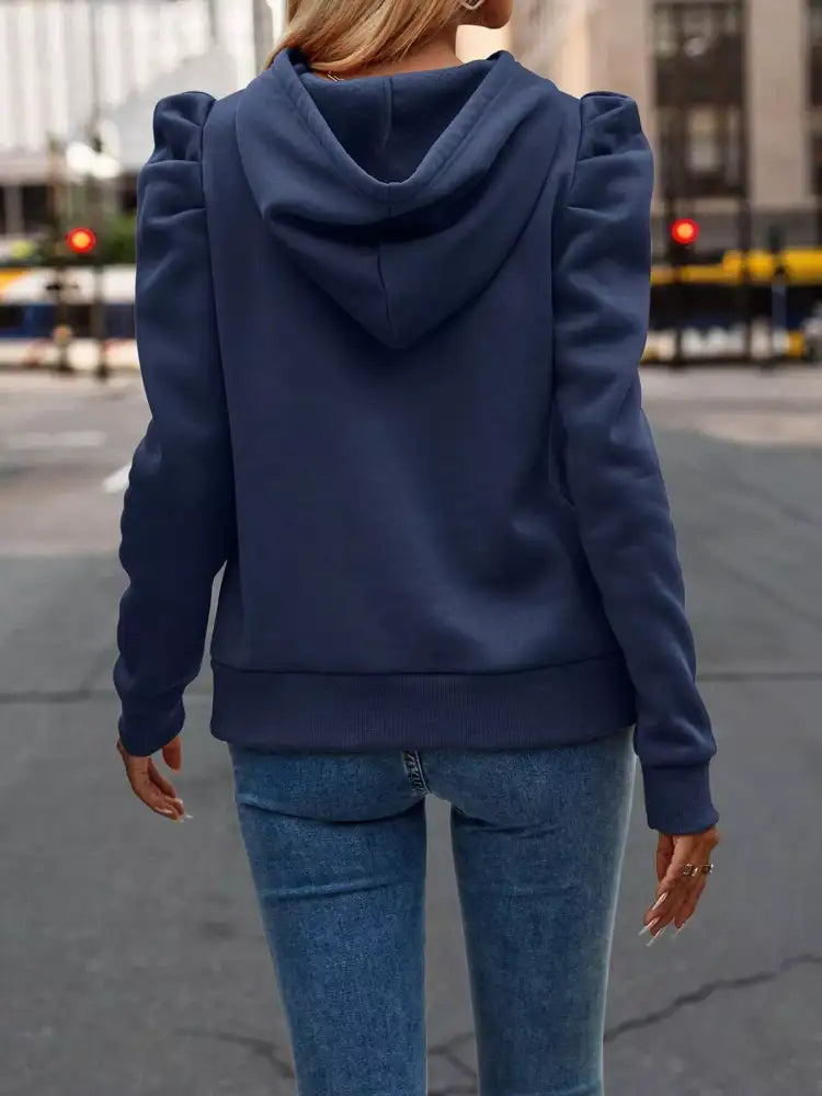Puff Sleeve Hoodie with Drawstring