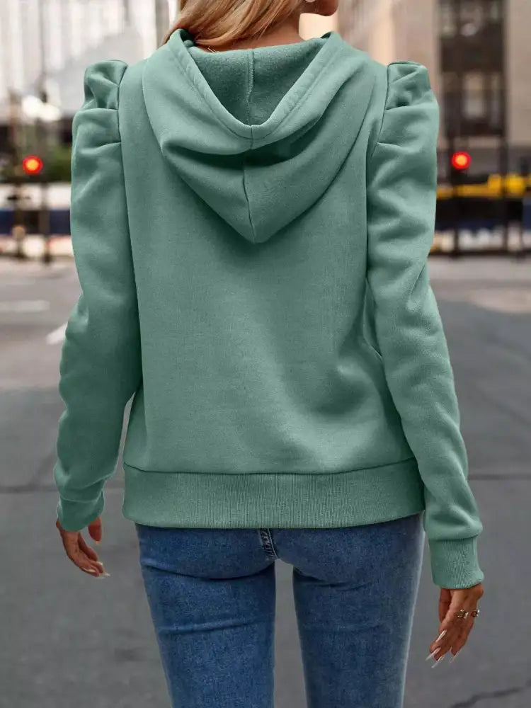 Puff Sleeve Hoodie with Drawstring