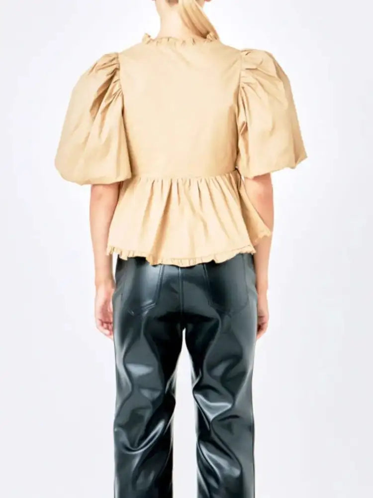 Puff Sleeve Peplum Blouse