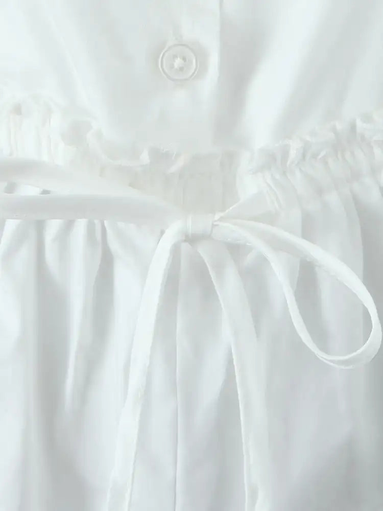 Puff Sleeve Ruffle Crop Blouse