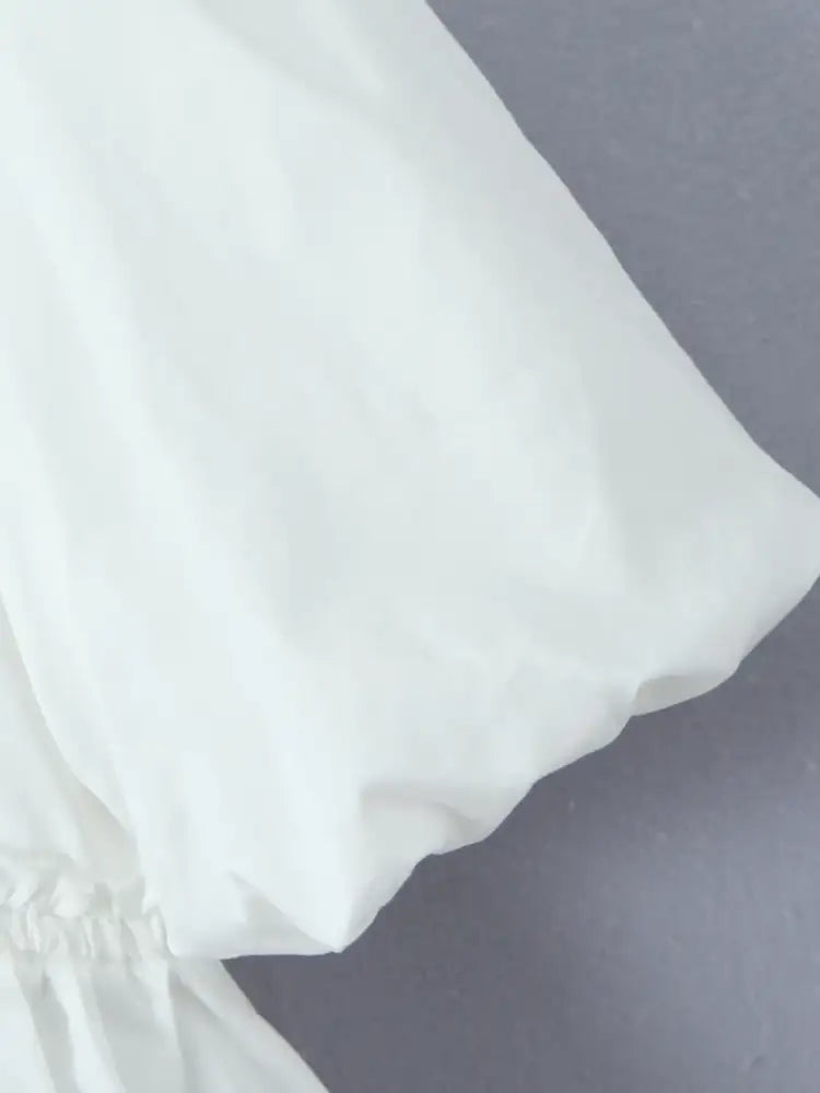 Puff Sleeve Ruffle Crop Blouse