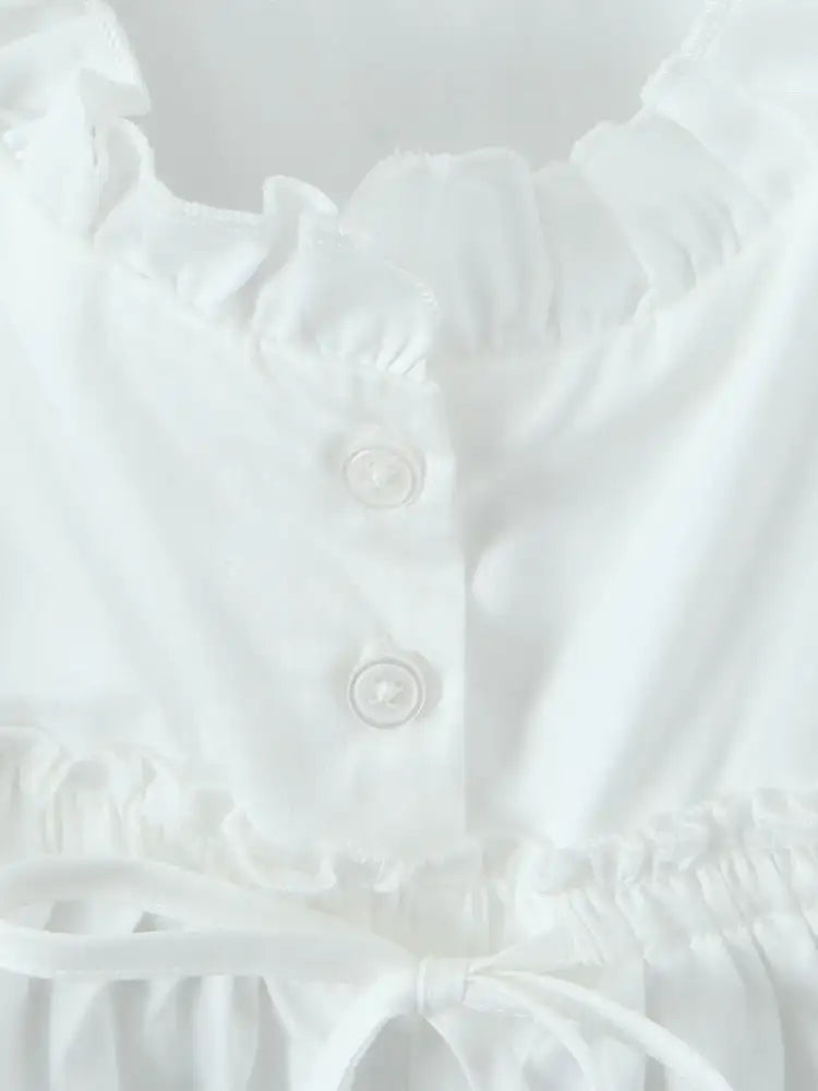 Puff Sleeve Ruffle Crop Blouse