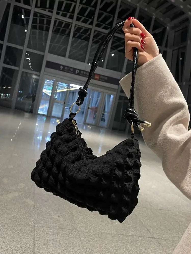 Quilted Bubble Textured Shoulder Bag