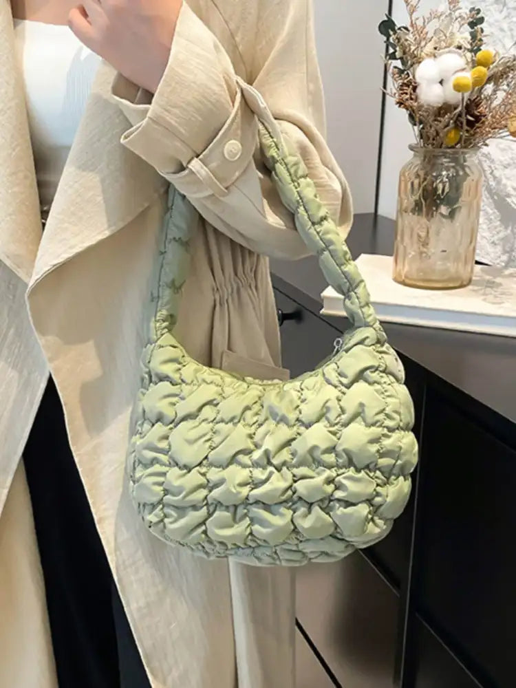 Quilted Ruched Shoulder Bag