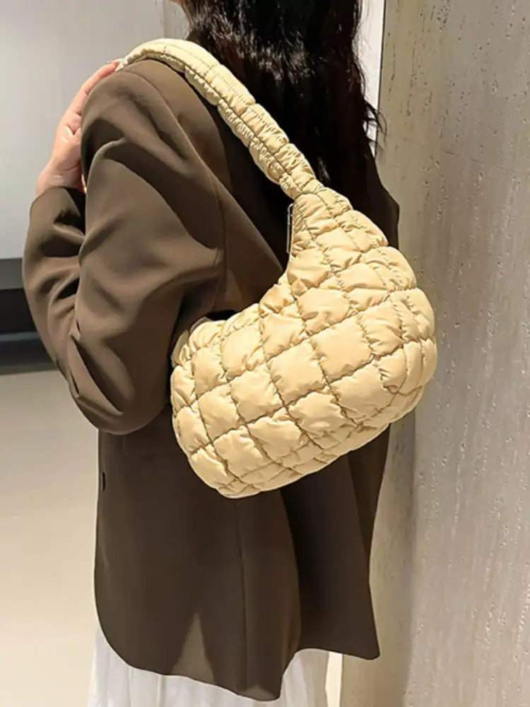 Quilted Ruched Shoulder Bag