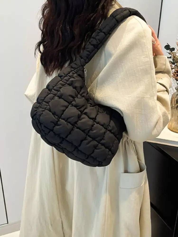 Quilted Ruched Shoulder Bag