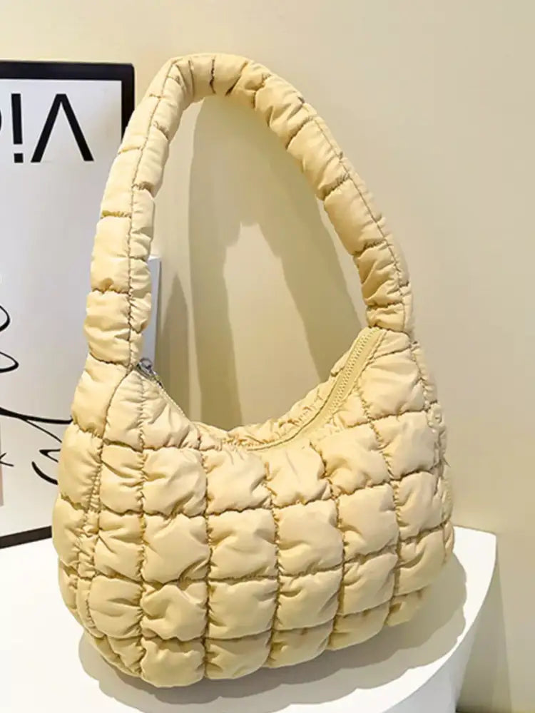 Quilted Ruched Shoulder Bag