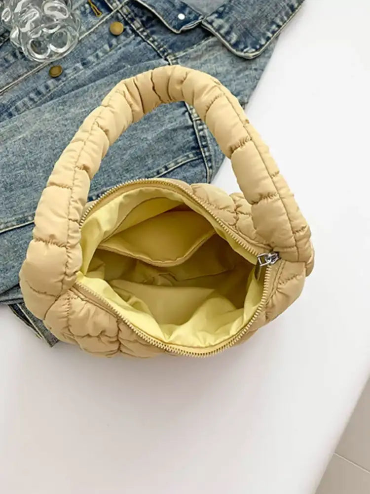 Quilted Ruched Shoulder Bag