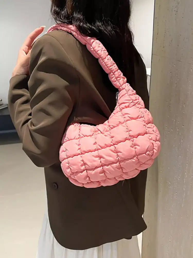Quilted Ruched Shoulder Bag