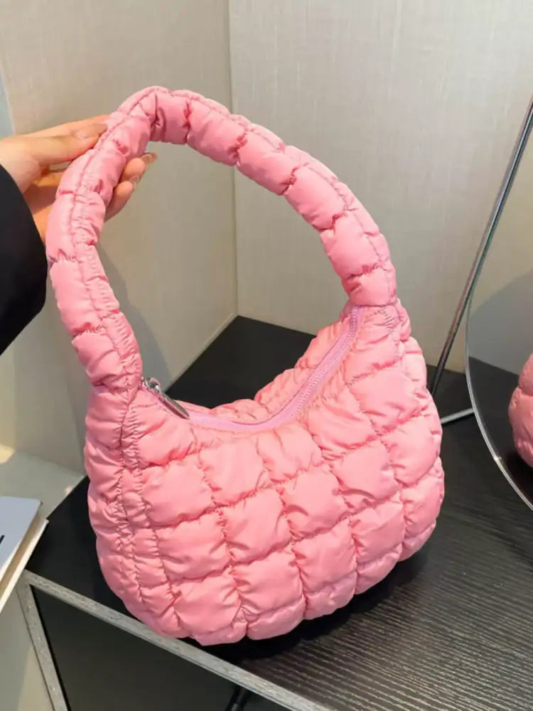 Quilted Ruched Shoulder Bag