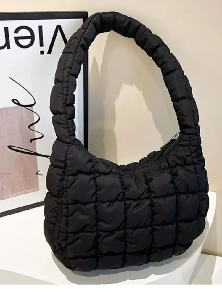 Quilted Ruched Shoulder Bag