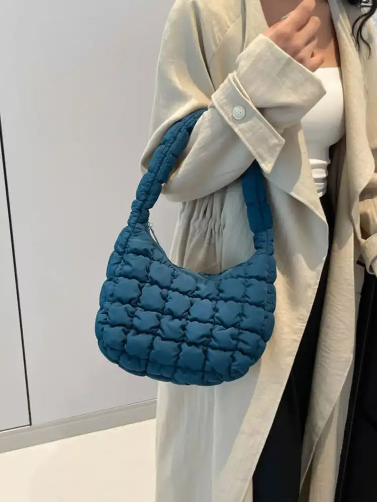 Quilted Ruched Shoulder Bag