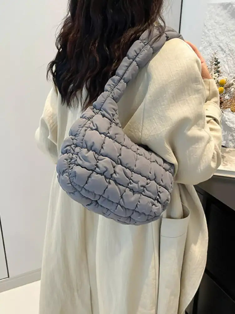 Quilted Ruched Shoulder Bag