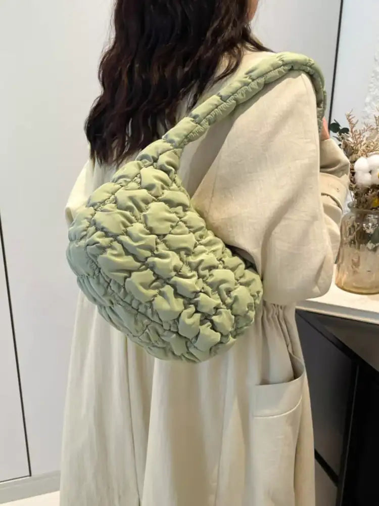 Quilted Ruched Shoulder Bag
