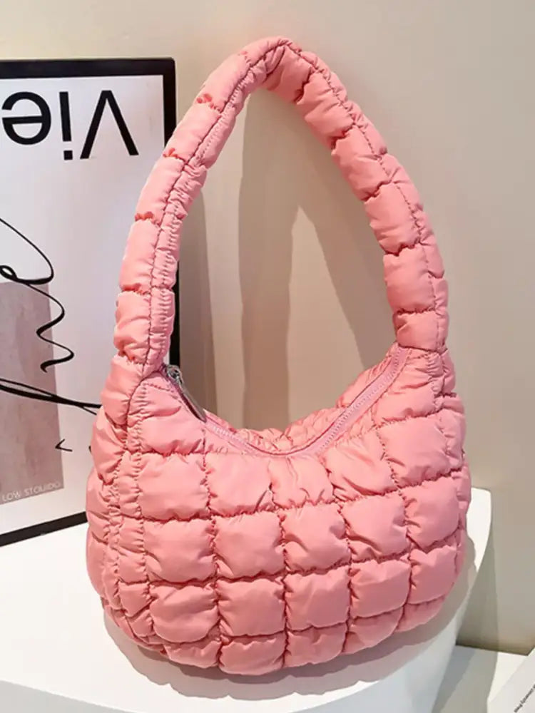 Quilted Ruched Shoulder Bag