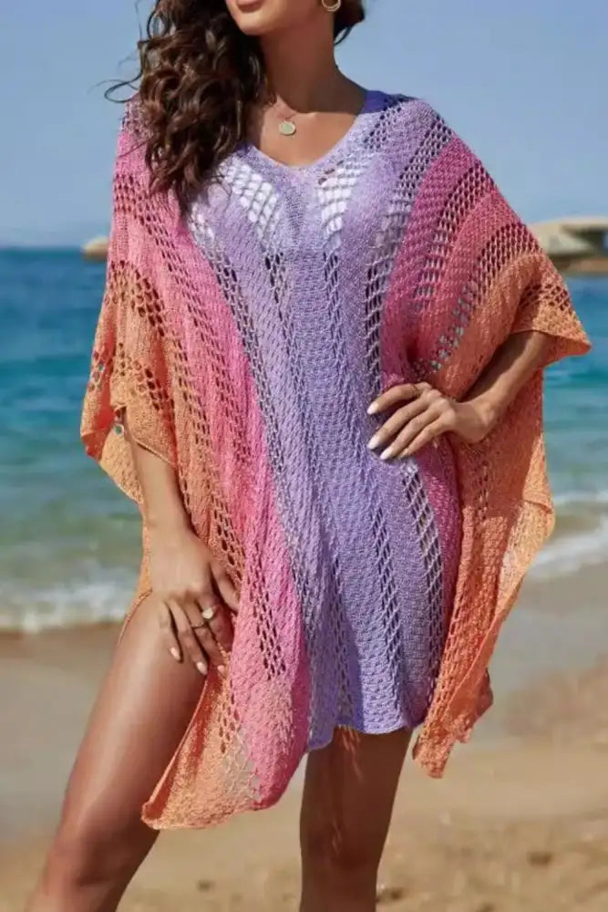 Rainbow Gradient Crochet Cover-Up