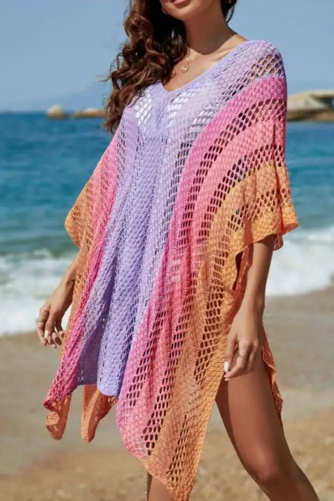 Rainbow Gradient Crochet Cover-Up