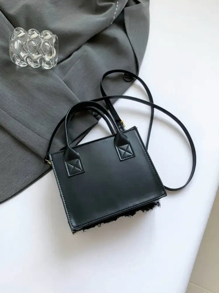 Raw Edge Plaid Shoulder Bag