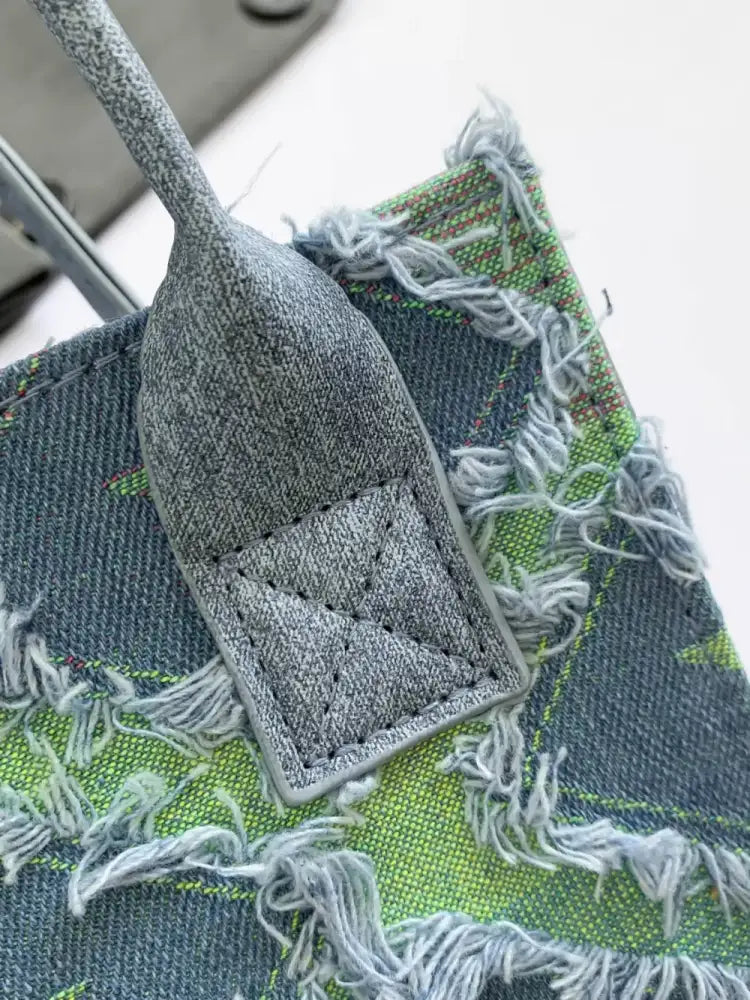 Raw Edge Plaid Shoulder Bag