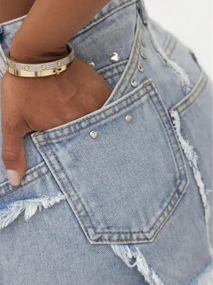 Raw Hem Denim Mini Skirt