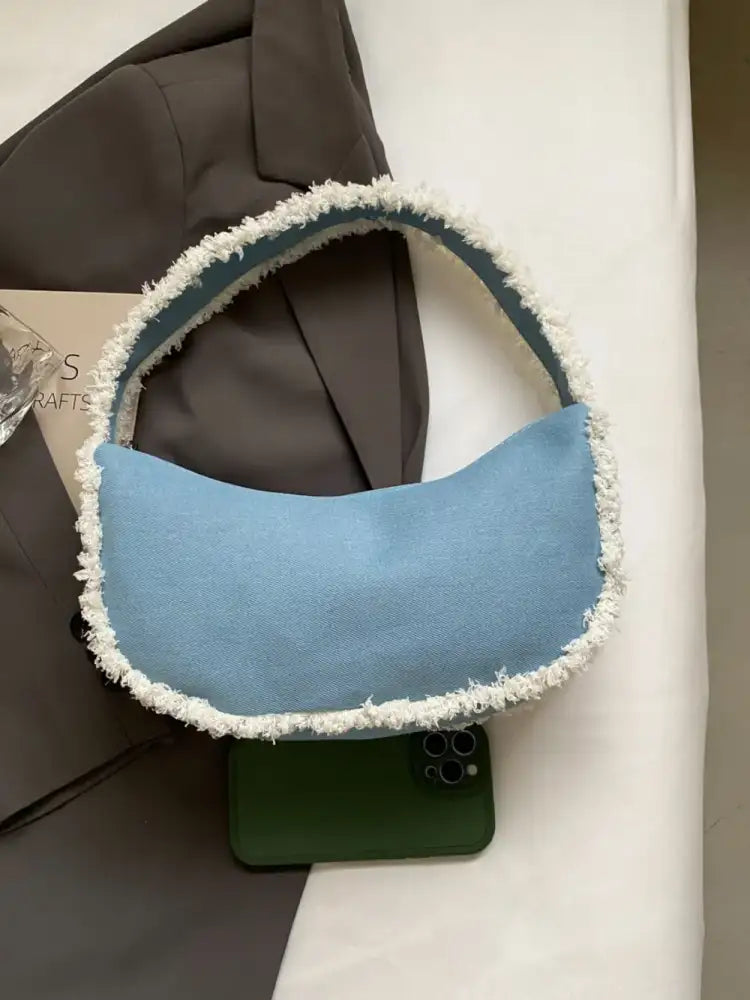 Raw Hem Denim Shoulder Bag