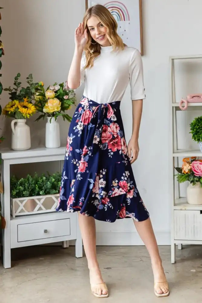 Reborn J Floral Wrap Ruffled Dress