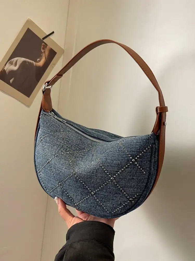 Rhinestone Denim Shoulder Bag