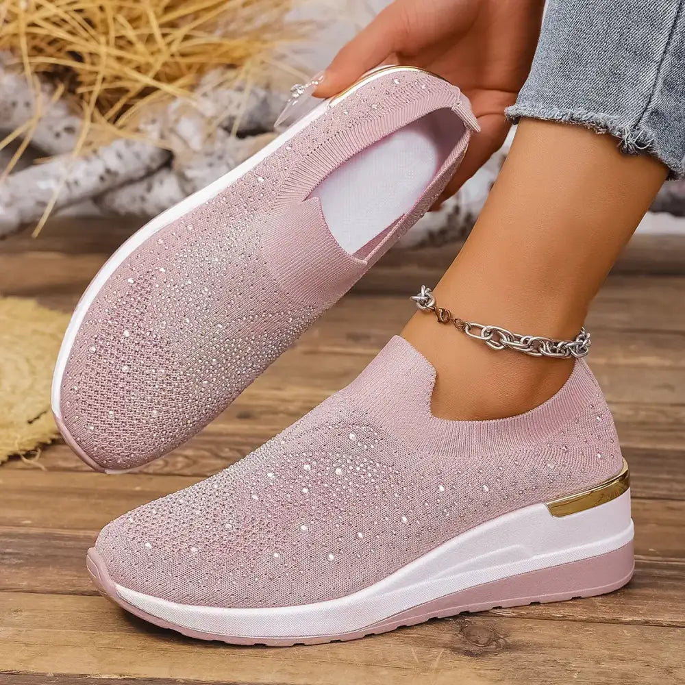 Rhinestone Wedge Sneakers